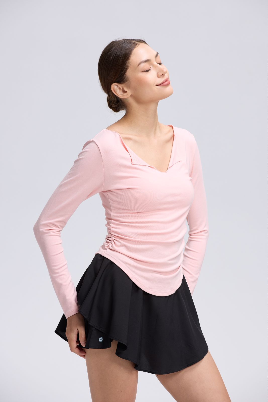 V Shirring Long Sleeve