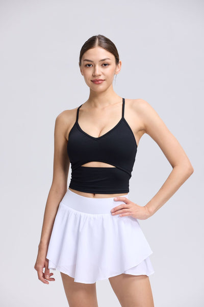 V Cutout Sleeveless Bra Top