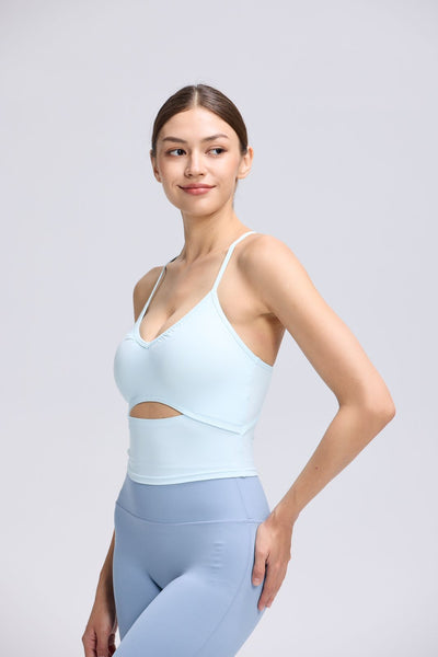 V Cutout Sleeveless Bra Top