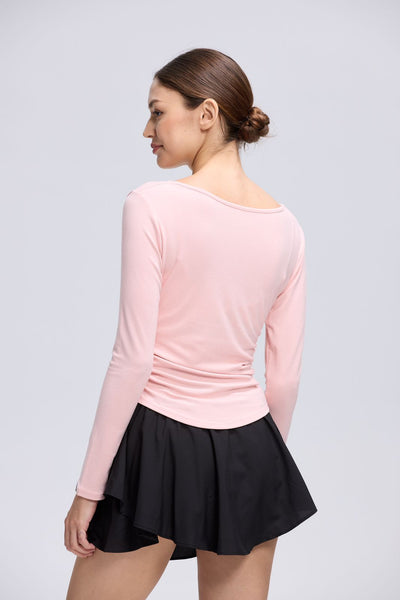 V Shirring Long Sleeve