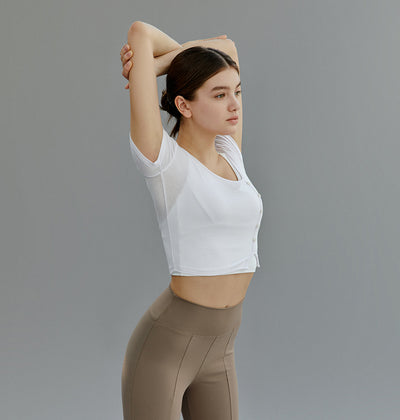 Unfooted Button Ribbed Crop Top